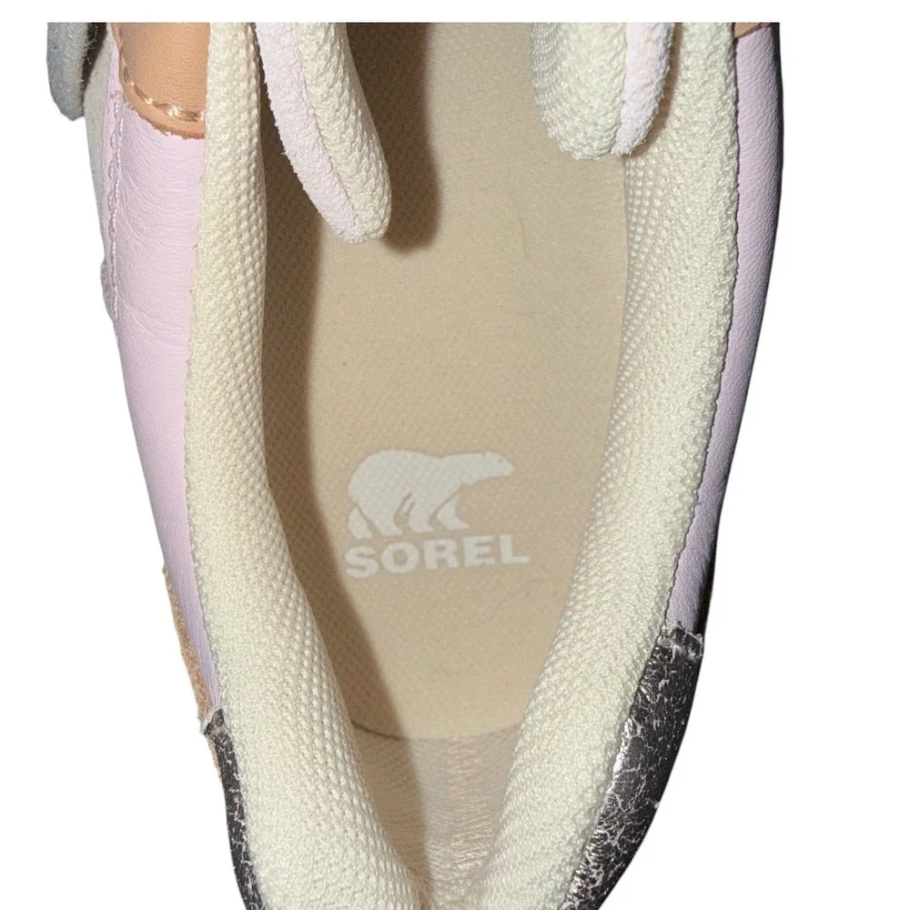 Sorel Size 9 Ona‎ Waterproof Platform Lace Up Sneakers Suede Beige Metallic Pink